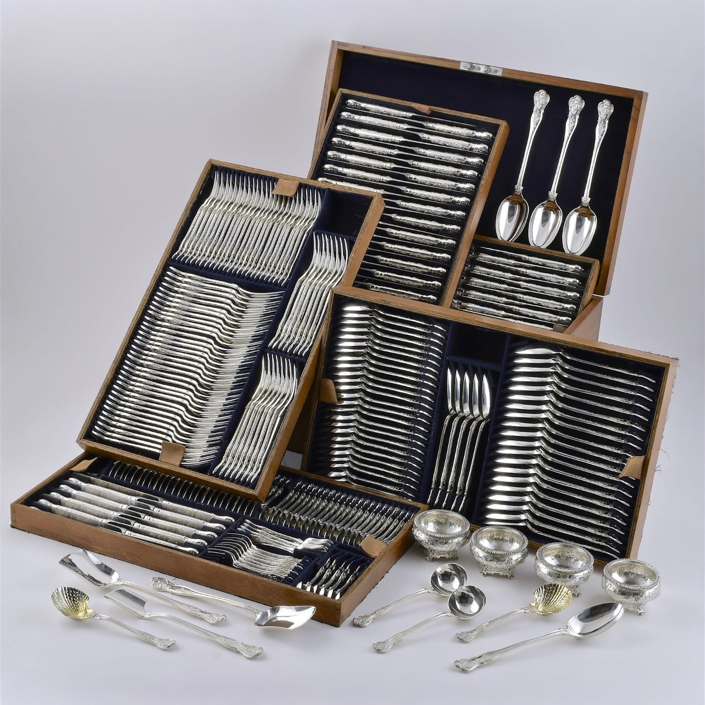 Rare and Extensive Antique Silver Vine Pattern Service for Twenty Four. Made by George Adams, London 1855