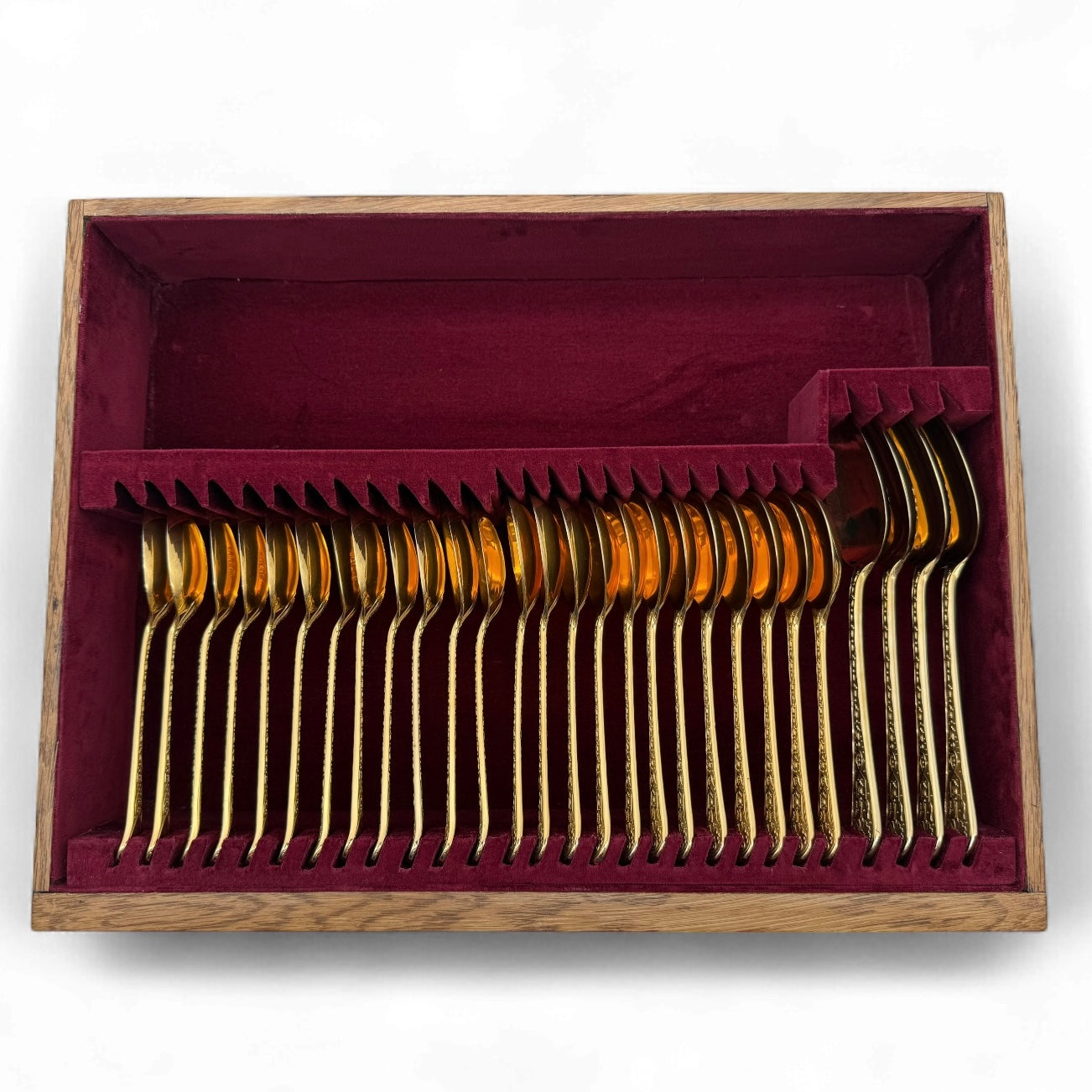 Hand Forged Silver Gilt Elizabethan for Twelve, with Twenty-four Dessert Forks, and Fish Knives & Forks By Garrard & Co. 1971