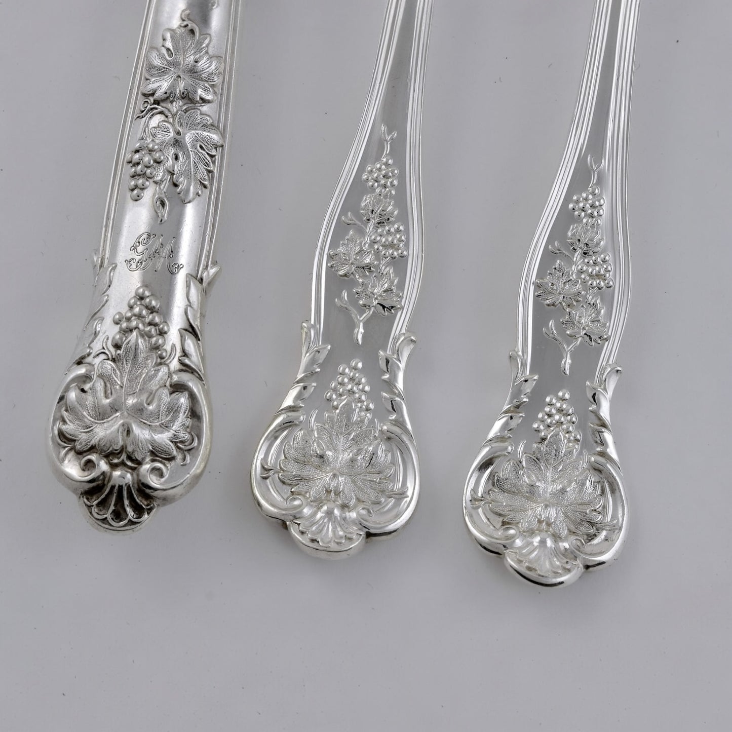 Rare and Extensive Antique Silver Vine Pattern Service for Twenty Four. Made by George Adams, London 1855