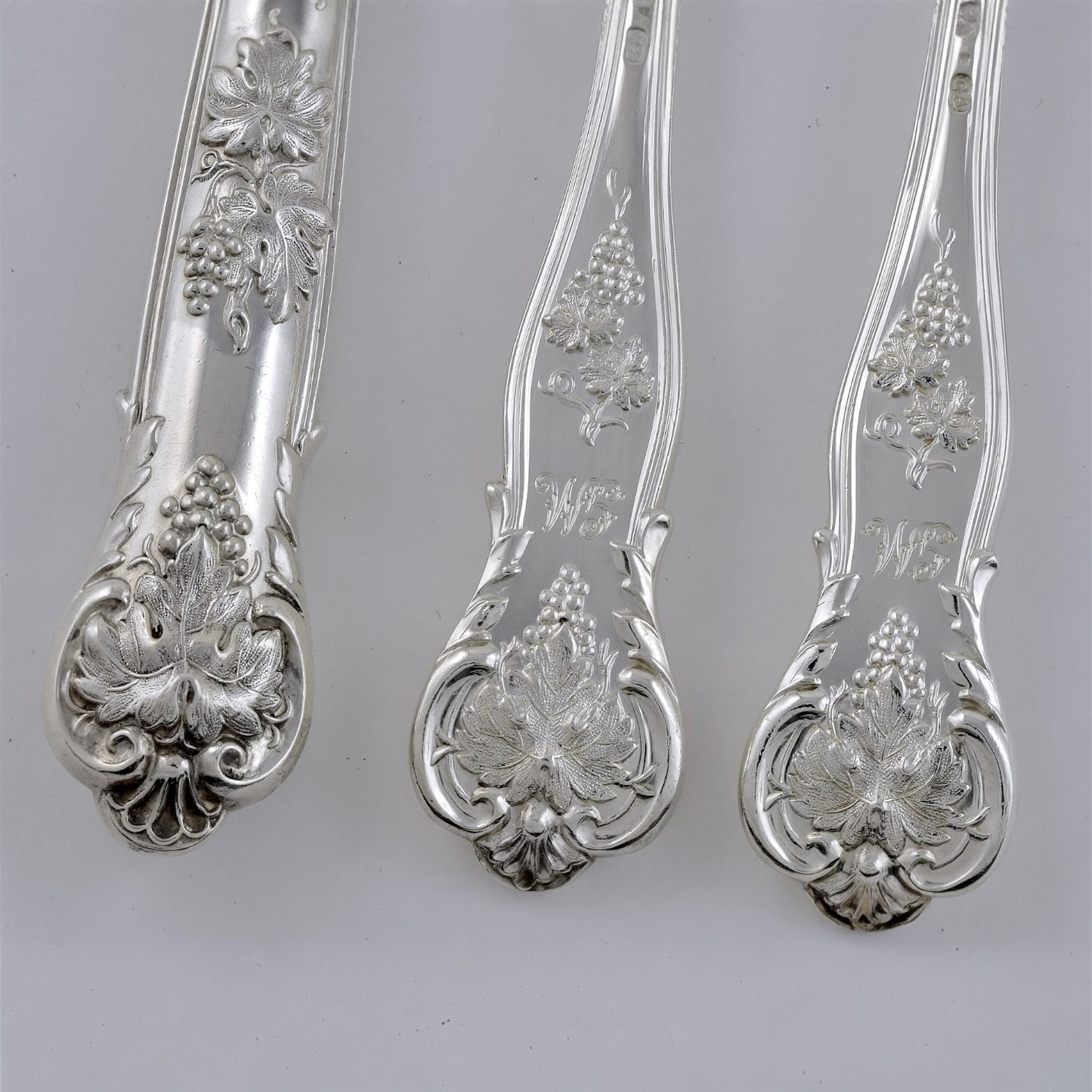 Rare and Extensive Antique Silver Vine Pattern Service for Twenty Four. Made by George Adams, London 1855