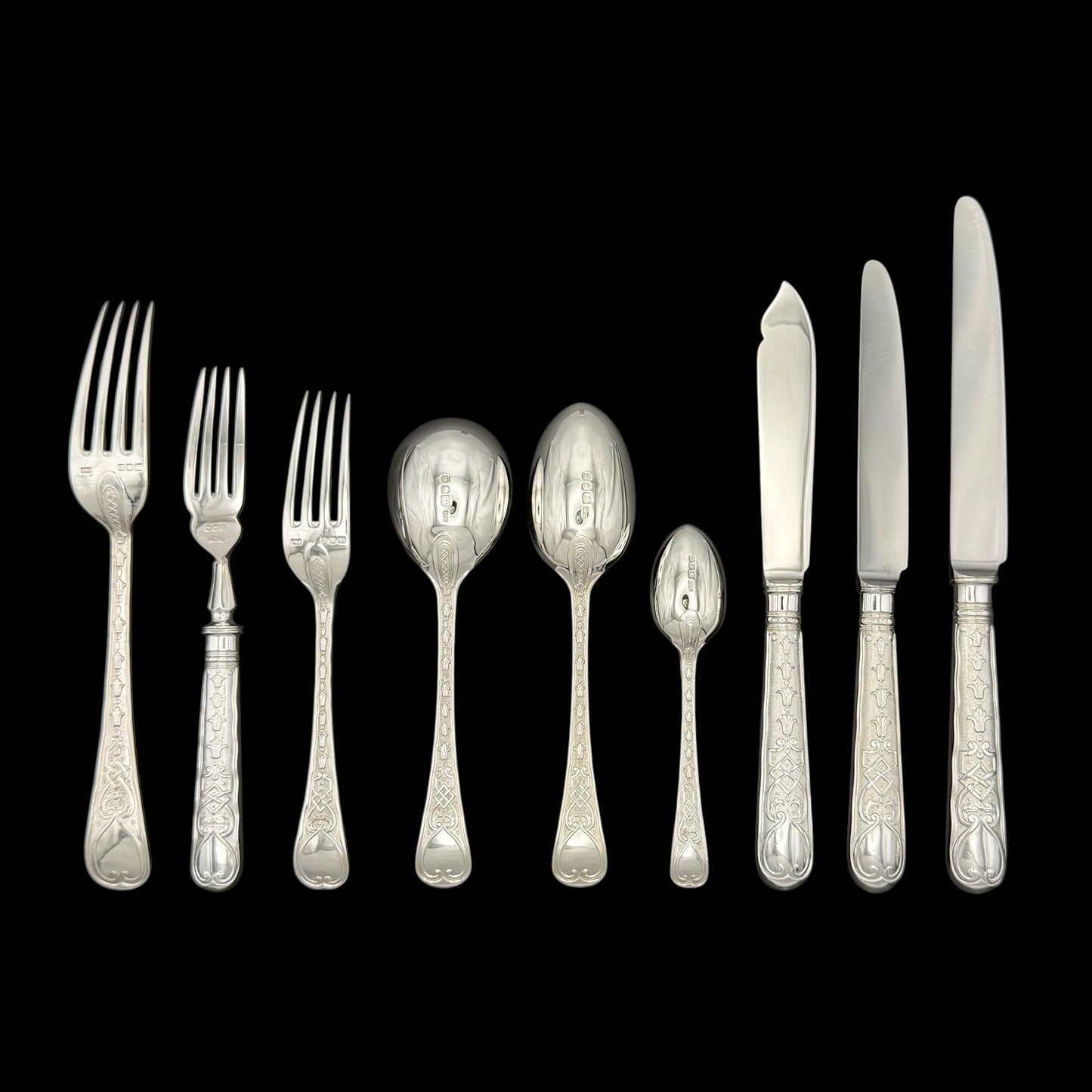 Elizabethan Pattern Flatware Service for Twelve with Fish Knives & Forks