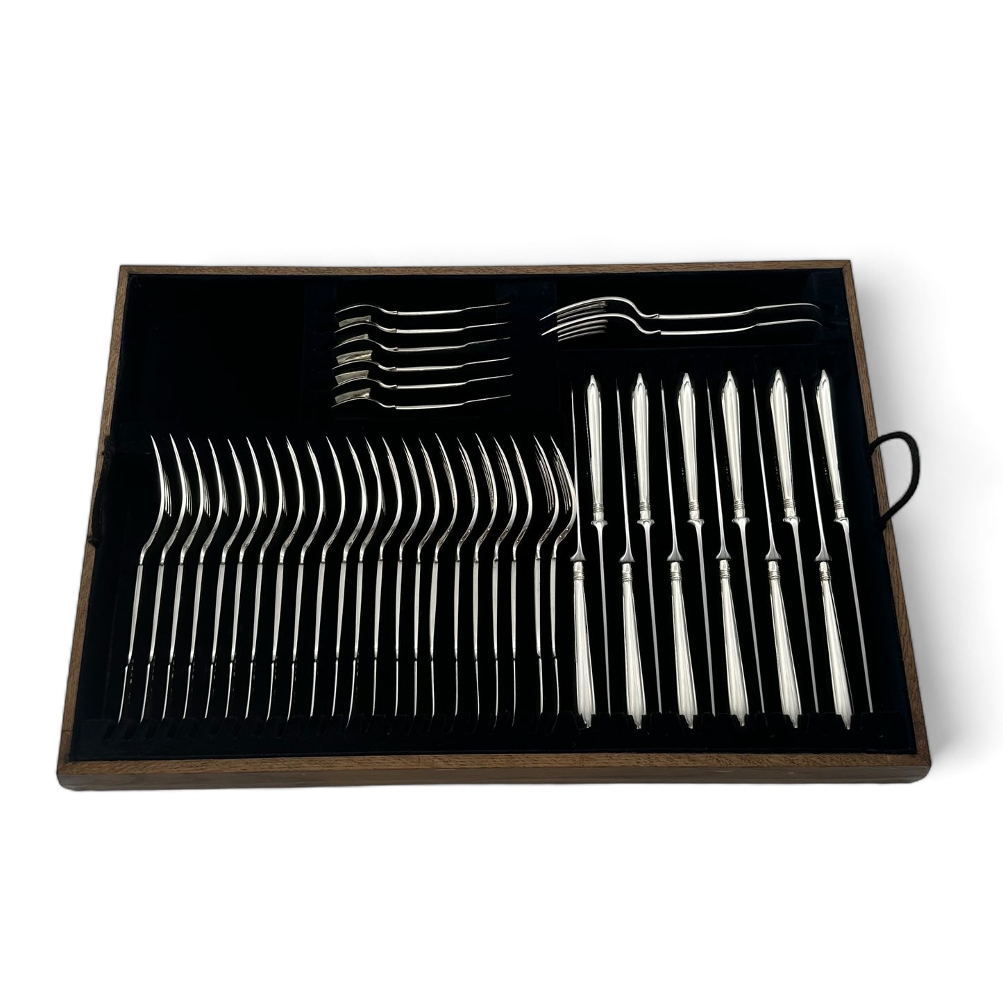 Fiddle Pattern Cutlery Set for for Twelve People with Twenty Four Dessert Forks, and a Fabulous Selection of Servers.