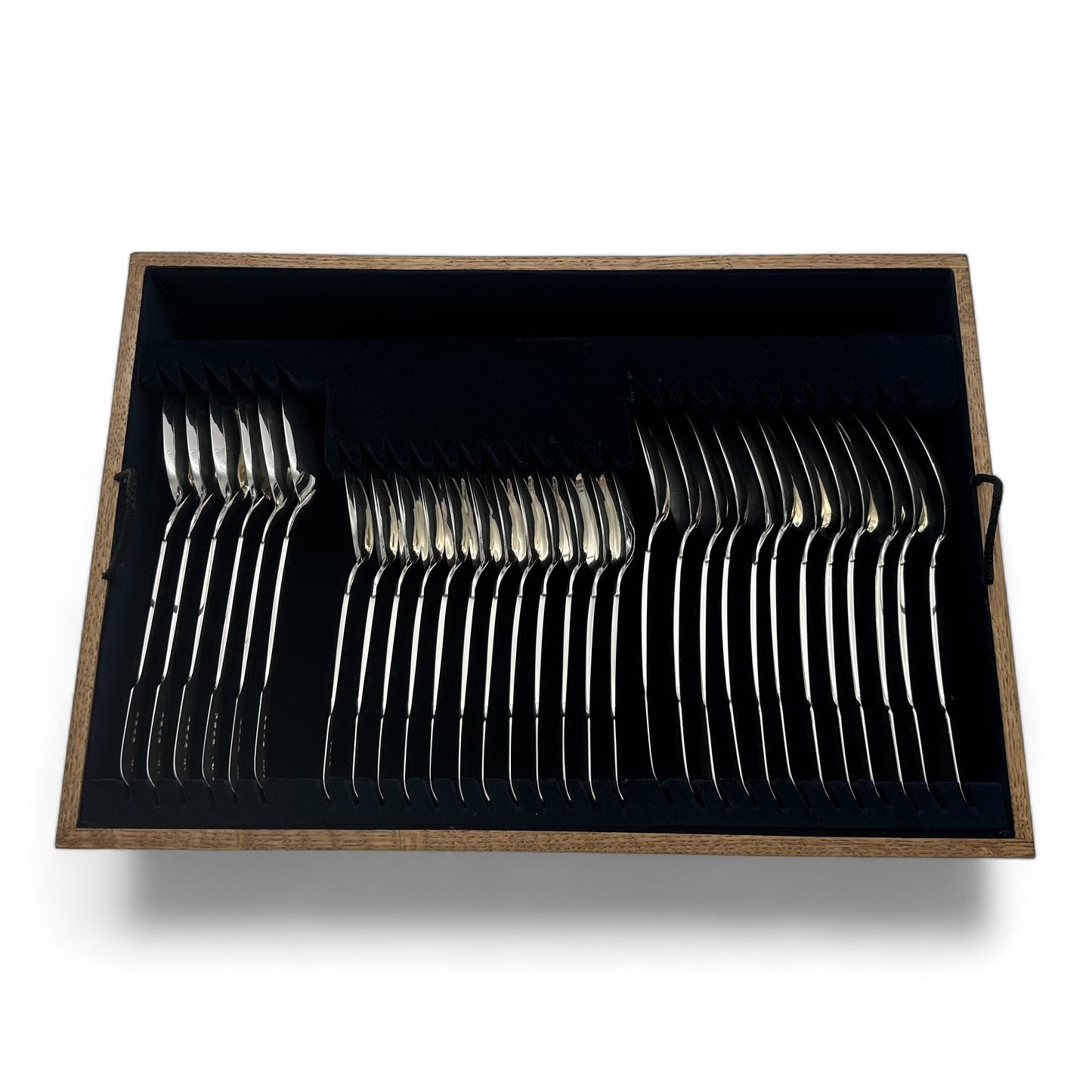 Fiddle Pattern Cutlery Set for for Twelve People with Twenty Four Dessert Forks, and a Fabulous Selection of Servers.