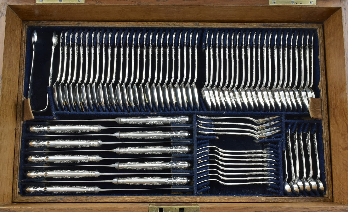 Incredibly Rare and Extensive Antique Silver Vine Pattern Service for Twenty Four. Made by George Adams in London, 1856.