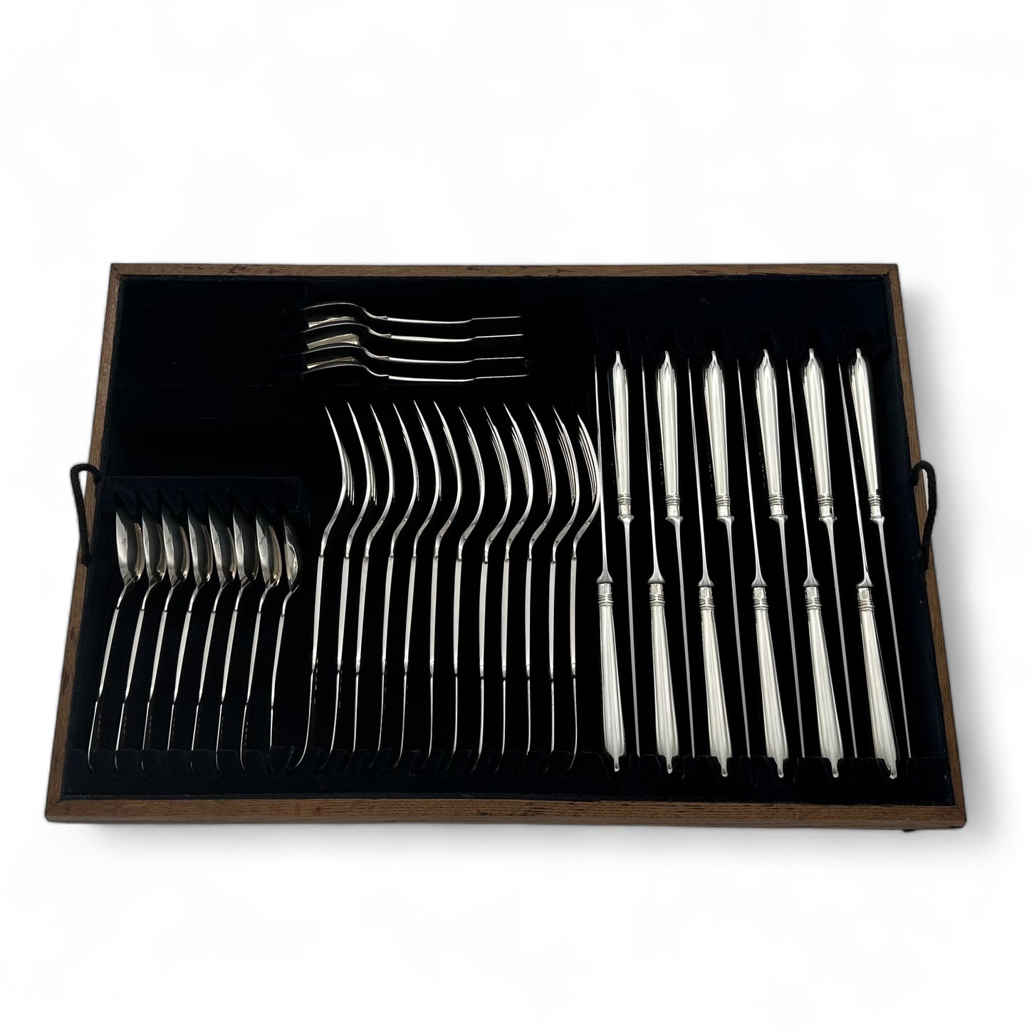 Fiddle Pattern Cutlery Set for for Twelve People with Twenty Four Dessert Forks, and a Fabulous Selection of Servers.