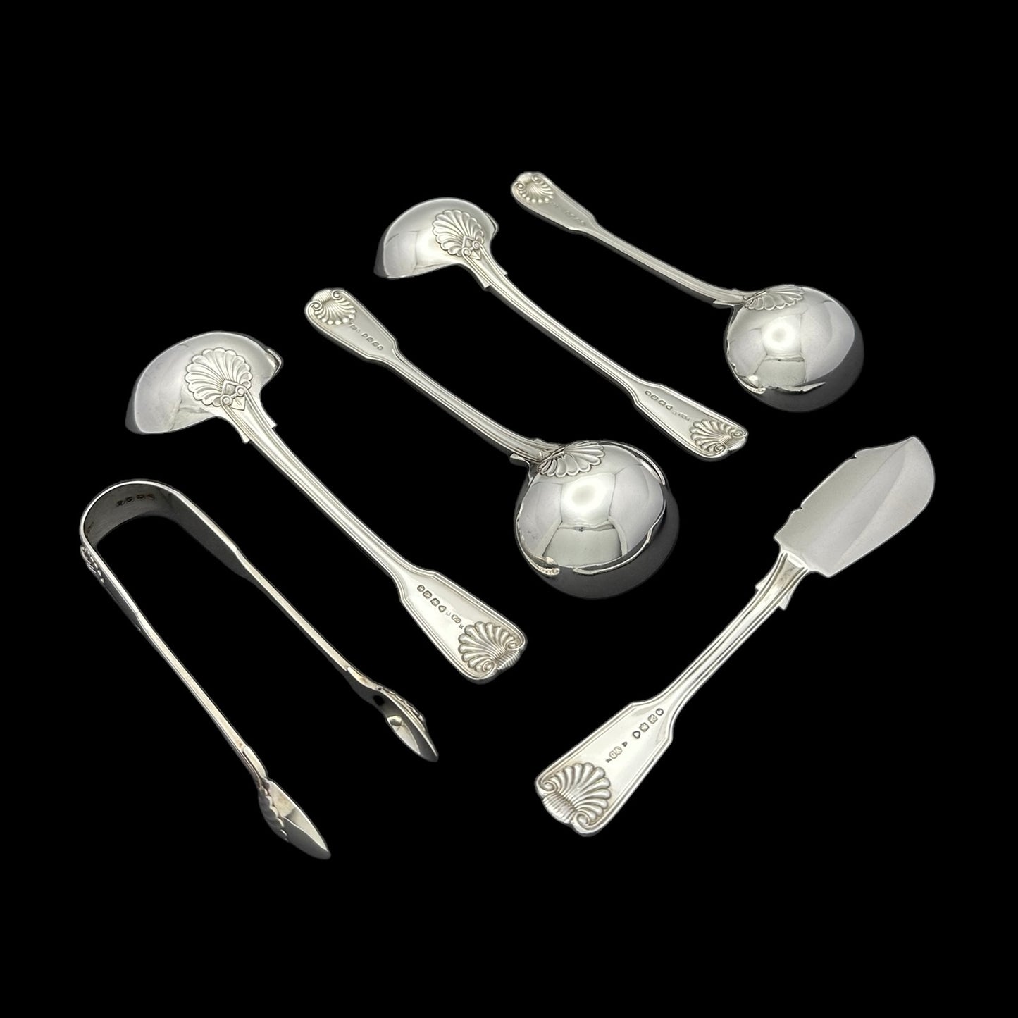 Antique Silver Fiddle Thread & Shell Pattern Flatware service for Twelve People.