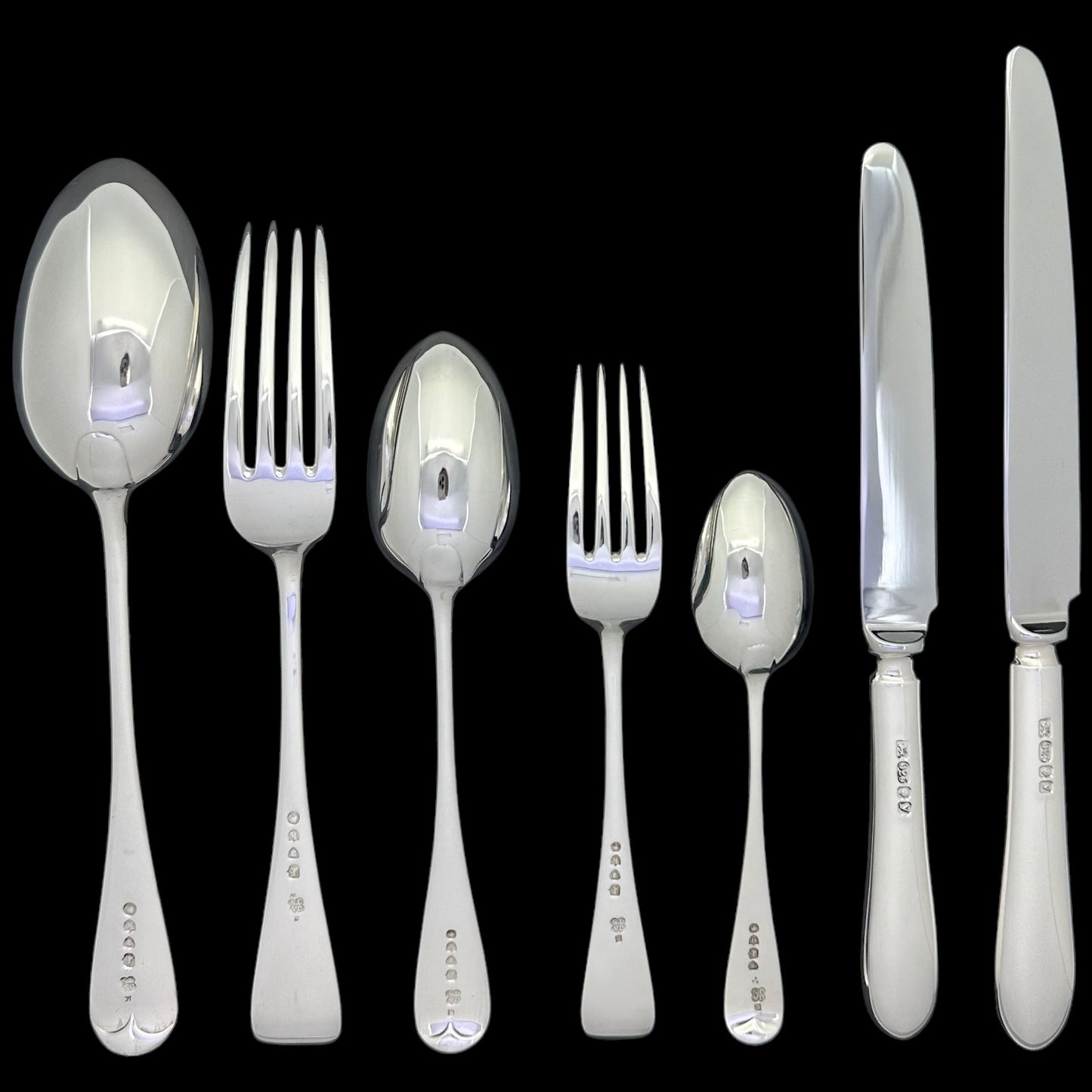 Antique Silver Hand Forged Old English Pattern for Twelve.